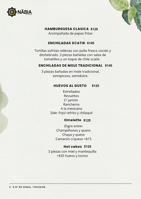 MENÚ DE DESAYUNO 